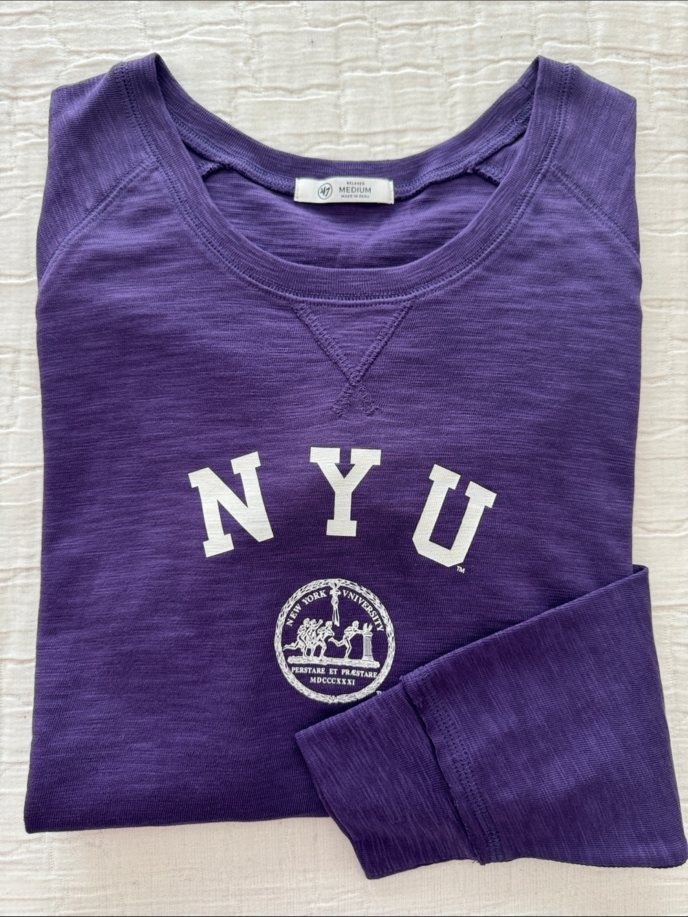 47 NWT Women’s NYU Rugby Style Crewneck - Purple, Size M